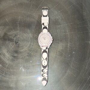 Coach Boyfriend Watch with Black and White Silicone Band